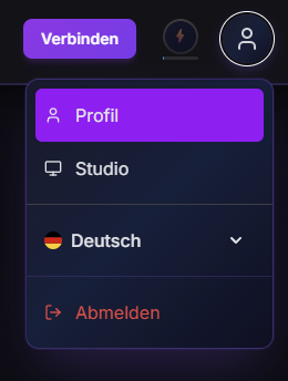 Profil oben rechts öffnen