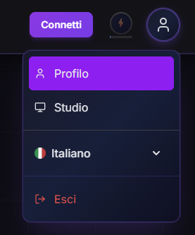 Aprire il profilo da in alto a destra