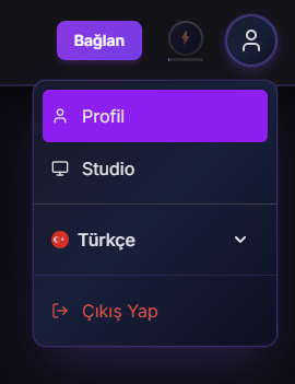 Profili sağ üstten aç